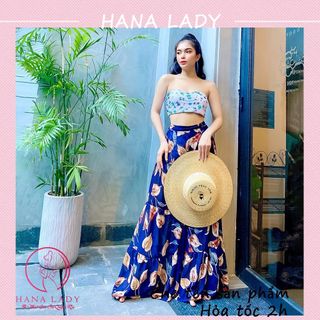 Quần ống rộng - Quần váy đi biển mặc ngoài bikini họa tiết hoa cao cấp