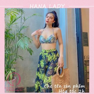 Quần ống rộng - Quần váy đi biển mặc ngoài bikini họa tiết hoa cao cấp