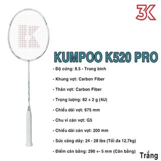Vợt Cầu Lông  Kumpoo K520 Pro Chính Hãng - Bao Gồm Lưới Căng sẵn 11kg giá sỉ