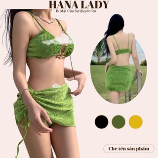Bikini 3 mảnh sexy - Đồ tắm đi biển kèm chân váy dây rút gợi cảm BN146