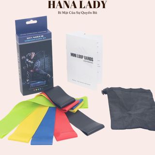 Dây miniband, Bộ 5 Dây kháng lực ngũ sắc kèm túi, Dây cao su đàn hồi kháng lực tập chân mông - Phụ Kiện Tập Gym Nữ