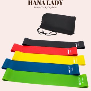 Dây miniband, Bộ 5 Dây kháng lực ngũ sắc kèm túi, Dây cao su đàn hồi kháng lực tập chân mông - Phụ Kiện Tập Gym Nữ