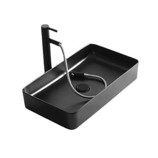 Chậu lavabo đặt bàn màu đen mờ hình chữ nhật nghệ thuật