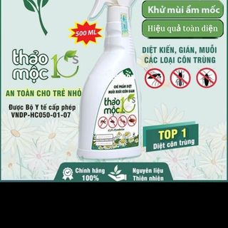 Chai Xịt Đuổi Muỗi, Côn Trùng Thảo Mộc 10S 500ml Mùi Hương Dễ Chịu Xuất Xứ Thảo Mộc - Xua Đuổi Muỗi, Gián, Côn Trùng