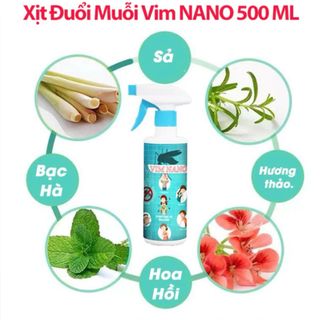 Chai Xịt Đuổi Muỗi, Côn Trùng Vim Nano Dạng Phun Sương, Hương Thảo Mộc Dịu Nhẹ, An Toàn, Chai 500ml