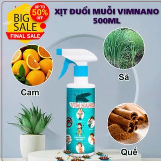 Chai Xịt Đuổi Muỗi, Côn Trùng Vim Nano Dạng Phun Sương, Hương Thảo Mộc Dịu Nhẹ, An Toàn, Chai 500ml