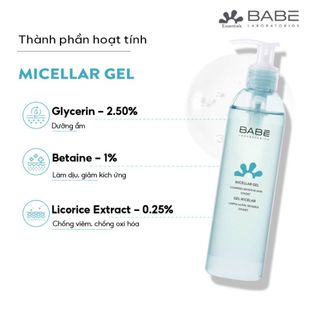 Sữa rửa mặt & tẩy trang dạng gel BABÉ Micellar Gel 240ml (da nhạy cảm) giá sỉ
