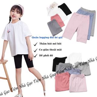 Quần legging đùi dáng ôm cho bé gái co giãn thoải mái D1