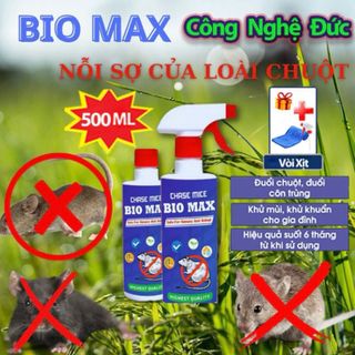 Chai Xịt Đuổi Chuột Bio MAX 500 ML Công Nghệ Đức - Không Mùi Nguồn Gốc Thảo Mộc, An toàn Xua Đuổi Chuột, Gián, Côn Trùng
