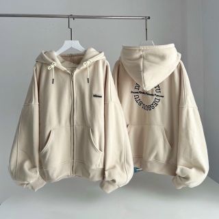 Áo khoác nỉ UNISEX có túi sau thêu DESSUU.DTU chất nỉ mịn mát freesize dưới 75kg