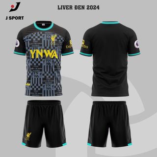 Quần áo thể thao CLB Liverpool đen 2024, in tên số, logo cho đội nhóm cty giá sỉ