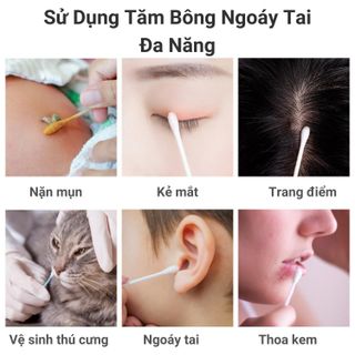 Tăm bông ngoáy tai thân gõ gói 100 cây
