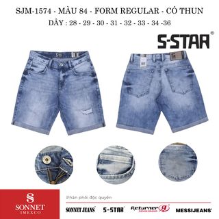 Quần Short Jeans Nam SJM1574 - Màu 78,75,84 - Form Regular - Có Thun co dãn - Dây từ 28->36
