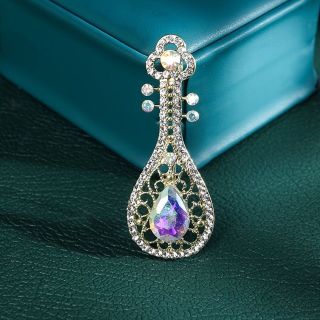 Ghim Cài Áo Hình Cây Đàn Đính Đá Pha Lê Phong Cách vintage Thời Trang 6cm Dành Cho Nam Nữ