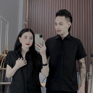 SƠ MI TRẮNG TRƠN NAM, NỮ NGẮN TAY VẢI COTTON