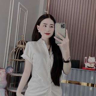 SƠ MI TRẮNG TRƠN NAM, NỮ NGẮN TAY VẢI COTTON