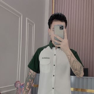 ÁO SƠ MI NAM, ÁO SƠ MI COTTON, ÁO SƠ MI NGẮN TAY PHỐI MÀU