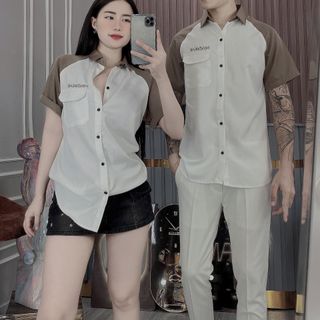 ÁO SƠ MI NAM, ÁO SƠ MI COTTON, ÁO SƠ MI NGẮN TAY PHỐI MÀU