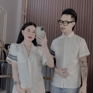 SƠ MI NAM, SƠ MI TAY NGẮN, SƠ MI COTTON PHỐI DÂY TRẮNG ĐEN