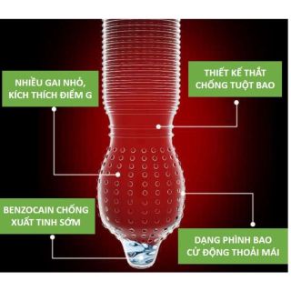 Bao cao su OLO siêu mỏng hồng gân gai nhiều gel siêu mỏng , kéo dài thời gian
