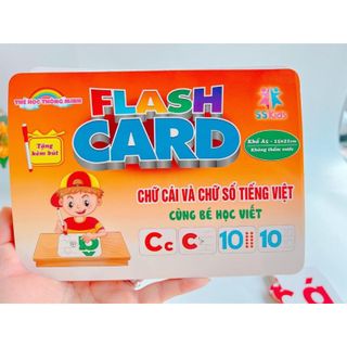 Flashcard Chữ cái và Chữ số khổ to A5 Không thấm nước và Viết xóa được (Kèm bút) đẹp, xịn. giá sỉ