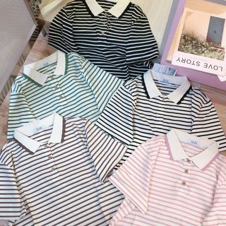 Áo polo cổ bẻ sọc phối viền Qc mới