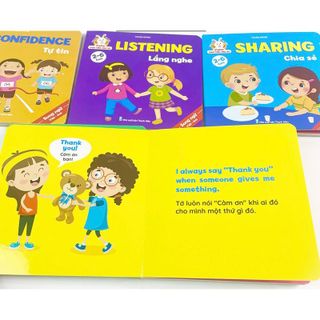 Sách Cùng con rèn luyện kĩ năng giao tiếp, ứng xử (2-6 tuổi) song ngữ Việt Anh 6 cuốn bìa cứng giá sỉ