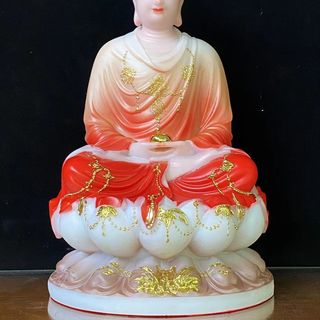 Ta Bà Tam Thánh Phật áo Đỏ đế sen to dát vàng cao 40cm