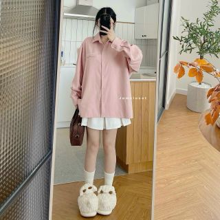 Áo sơ mi tay dài chất da lộn logo thêu INCREDIBL hàng đẹp Freesize dưới -70kg