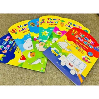 SÁCH -Bộ 6 cuốn Tô màu bóc dán 100+ stickers (song ngữ Anh – Việt)