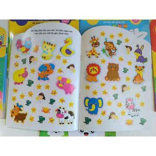 SÁCH -Bộ 6 cuốn Tô màu bóc dán 100+ stickers (song ngữ Anh – Việt)