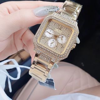 ĐỒNG HỒ NỮ CAO CẤP GUE.SS VUÔNG HỘT VÀNG 3