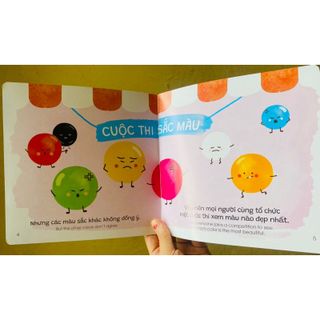 Sách ehon song ngữ cho bé 0-6 tuổi(kèm file nghe) nhận biết màu sắc hình khối âm thanh