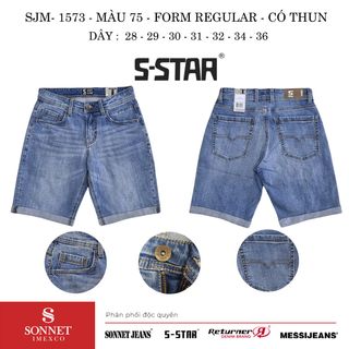 Quần Short Jeans Nam SJM1573 - Màu 78,75 - Form Regular - Có Thun co dãn - Dây từ 28->36