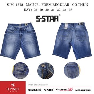 Quần Short Jeans Nam SJM1572 - Màu 78,75 - Form Regular - Có Thun co dãn - Dây từ 28->36