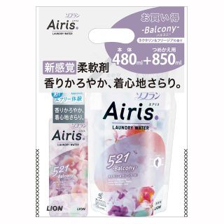 Nước Xả Vải Khô Soflan Airis Balcony Kết Hợp Hương Trái Cây, Hoa Đào, Hoa Lan bộ 2 món gồm 1 Chai 480ml + 1 Túi Nạp 850ml