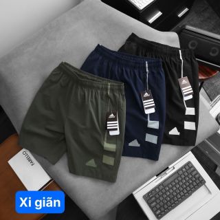 Tổng Short xi giãn/ thun poly 2 da trơn láng, co giãn 4 chiều, 3 túi khoá kéo, quần thể thao nam giá sỉ