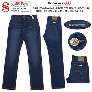 Quần dài jeans nam SJM1550 -  MÀU 75,48 - FORM STRAIGHT -  CÓ THUN CO DÃN - DÂY TỪ 28->36