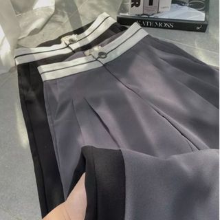 834 - QUẦN SUÔNG ỐNG RỘNG PHỐI CẠP ĐEN TRẮNG , KHOÁ TRƯỚC KHUY CÀI VẢI RUBY TRẺ TRUNG , NỮ TÍNH M65