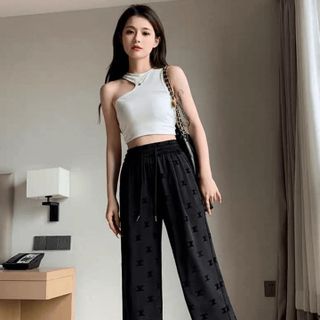 075 - QUẦN SUÔNG LỤA ỐNG RỘNG,  CẠP CHUN HOẠ TIẾT SIÊU HÓT