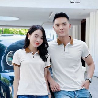 ÁO POLO ĐÔI NAM NỮ, CỔ PHỐI VIỀN, CHẤT COTTON CÁ SẤU 4 CHIỀU THẤM HÚT MỒ HÔI
