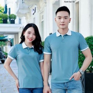 ÁO POLO ĐÔI NAM NỮ, CỔ PHỐI VIỀN, CHẤT COTTON CÁ SẤU 4 CHIỀU THẤM HÚT MỒ HÔI