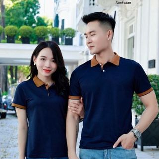 ÁO POLO ĐÔI NAM NỮ, CỔ PHỐI VIỀN, CHẤT COTTON CÁ SẤU 4 CHIỀU THẤM HÚT MỒ HÔI
