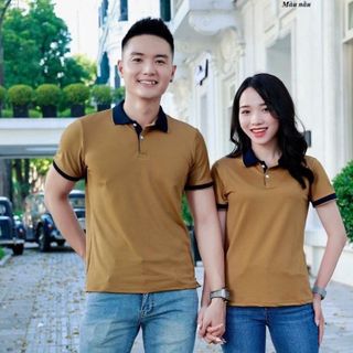 ÁO POLO ĐÔI NAM NỮ, CỔ PHỐI VIỀN, CHẤT COTTON CÁ SẤU 4 CHIỀU THẤM HÚT MỒ HÔI