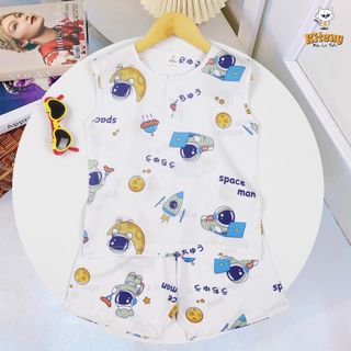 Bộ bé trai sát nách, chất liệu vải lanh, mềm, mịn và cực thoáng mát