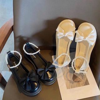 GIÀY LOLITA NỮ QUAI  NGỌC MŨI NƠ PHONG CÁCH HÀN QUỐC