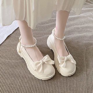 GIÀY LOLITA NỮ QUAI  NGỌC MŨI NƠ PHONG CÁCH HÀN QUỐC