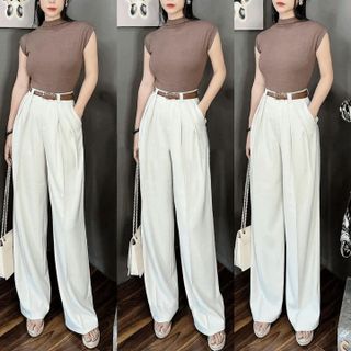 016 - QUẦN TÂY ỐNG RỘNG , DÁNG SUÔNG PHONG CÁCH TRẺ TRUNG TÔN DÁNG M61