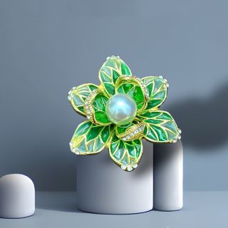 Ghim Trâm Cài Áo Hình Hoa Tráng Men Đính Ngọc Trai Nhân Tạo Thời Trang 4.5cm Dành Cho Nữ