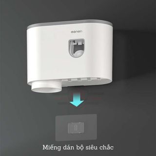 Bộ nhả kem đánh răng thông minh, kệ treo dụng cụ nhà tắm tích hợp với bộ nhả kem tự động kèm 1 khe đựng cốc nước